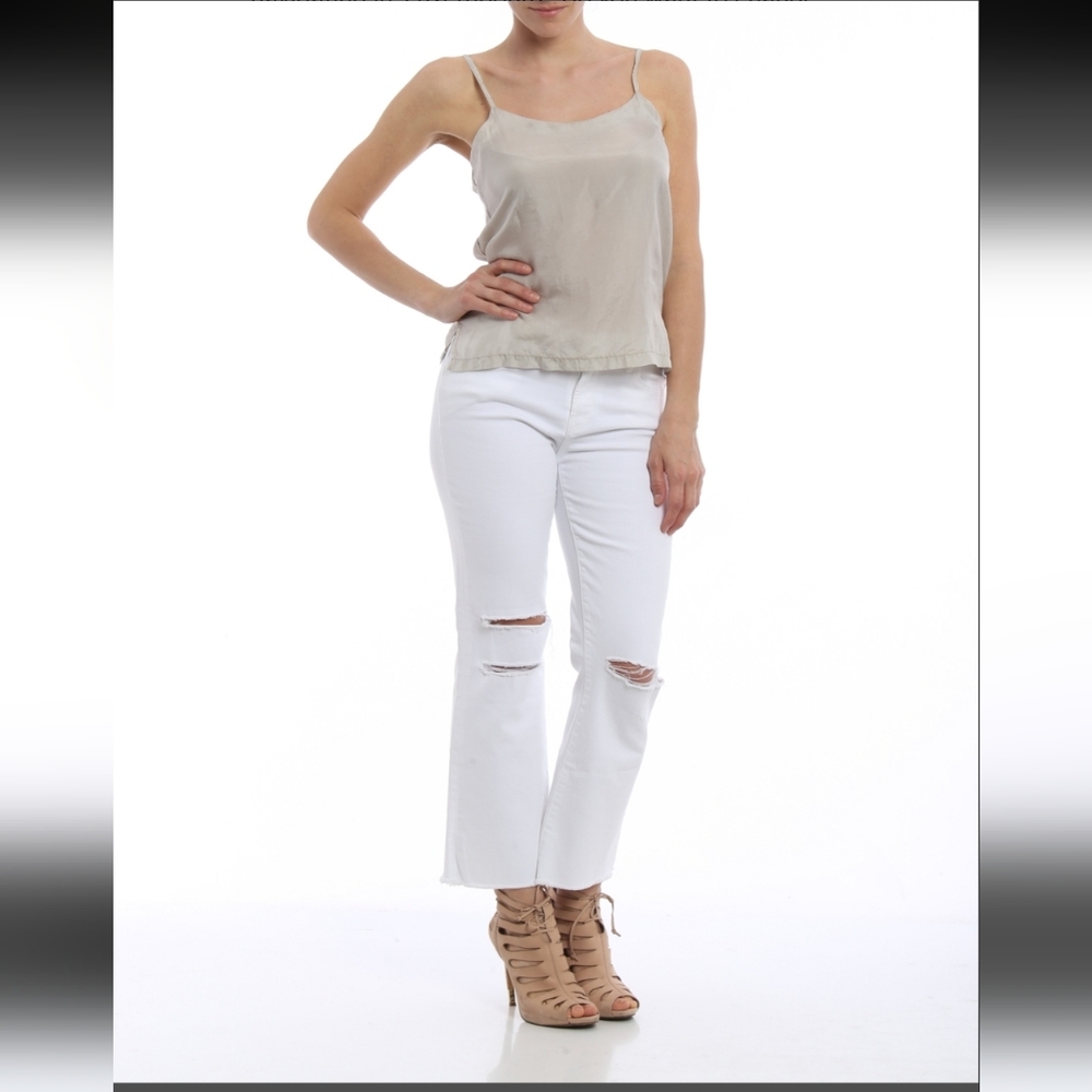  J Brand Selena Mid-Rise Crop Bootcut Jeans White Distressed 29